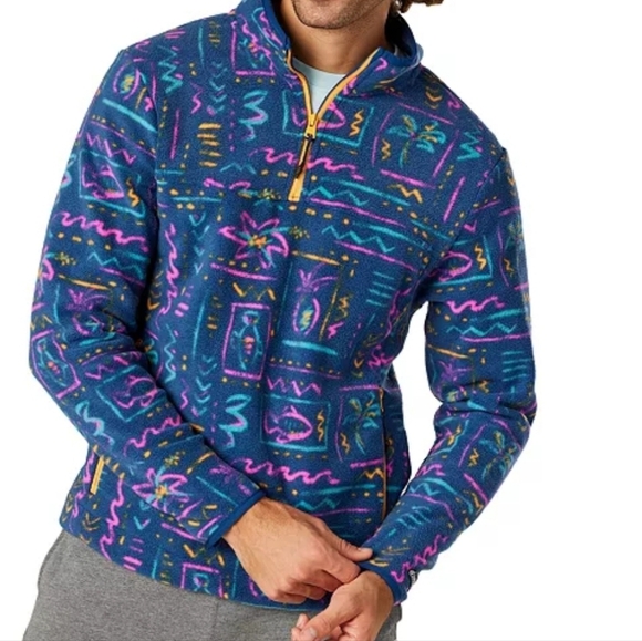Chubbies Chilly Vibe Graphic Fleece Sweatshirt Pullover Men's Small Zippers - Picture 1 of 12